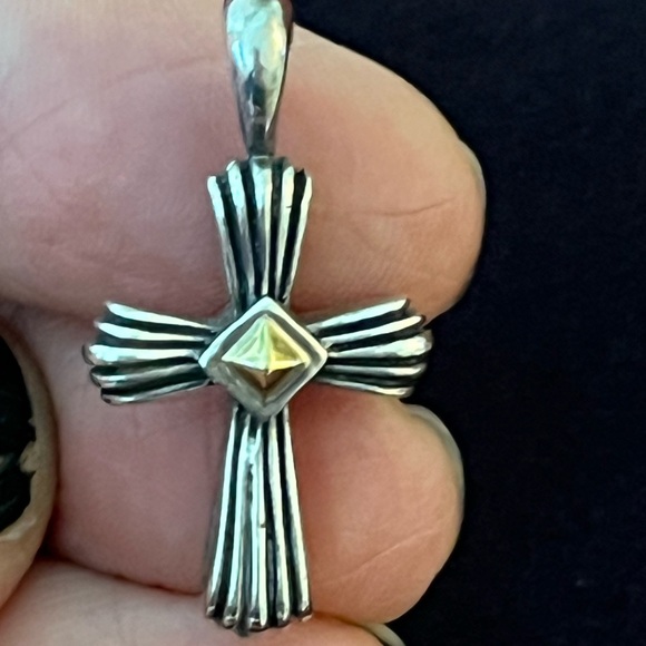 RARE LAGOS Sterling Silver 18k yellow gold Cross Pendant - Picture 3 of 13